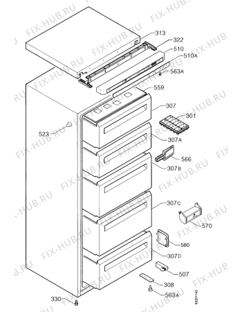 Взрыв-схема холодильника Electrolux EU6630C - Схема узла Housing 001